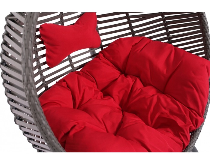 Závesné hojdacie kreslo Madeira - sivý ratan / červená poduška