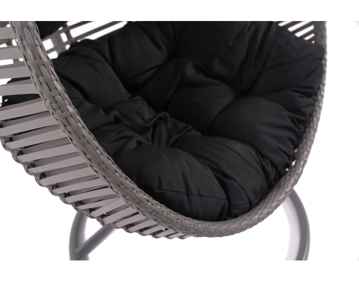 Závesné hojdacie kreslo Madeira - sivý ratan / čierna poduška