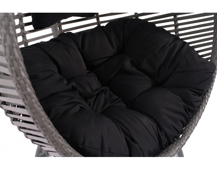 Závesné hojdacie kreslo Madeira - sivý ratan / čierna poduška