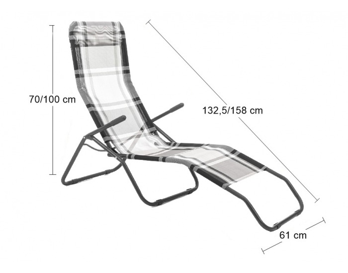 Záhradné lehátko Matador - čiernobiele káro