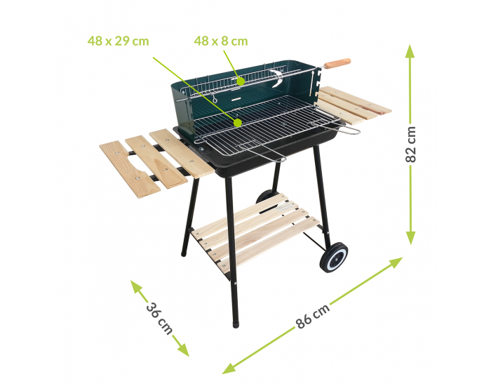 Záhradný gril MIR-244 - čierna / zelená