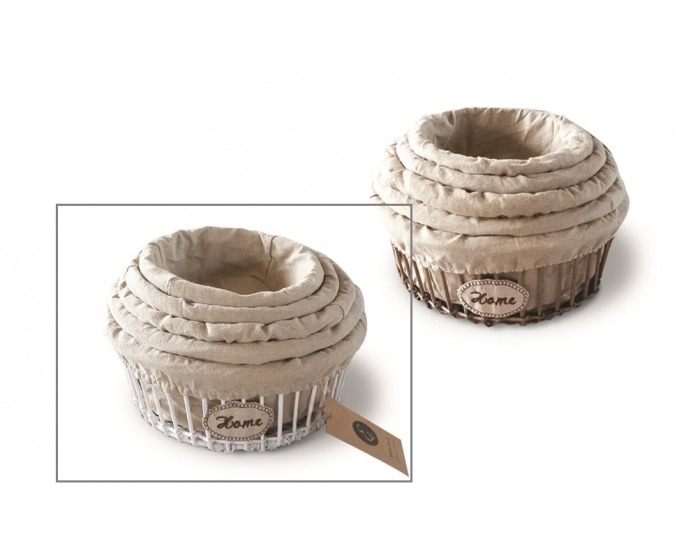 Prútené košíky (5 ks) Shabby 8 - biela