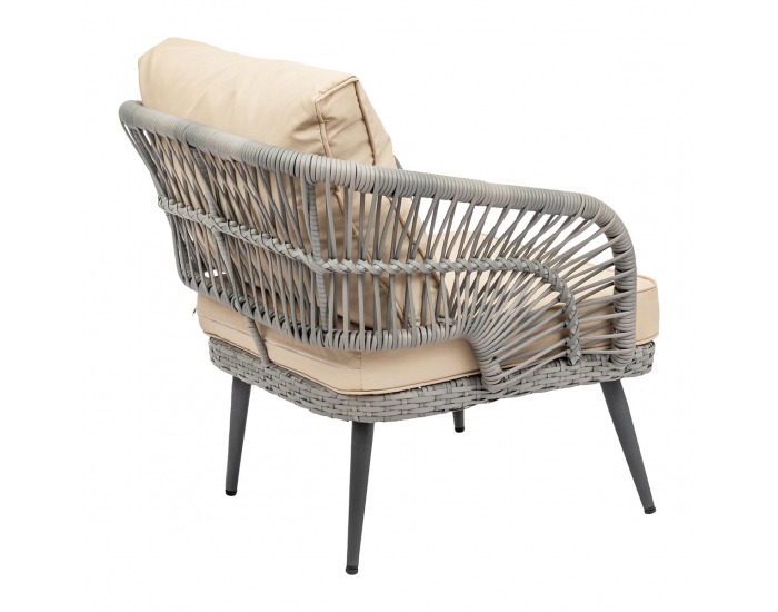 Záhradný set z umelého ratanu Nocera - sivá / krémová