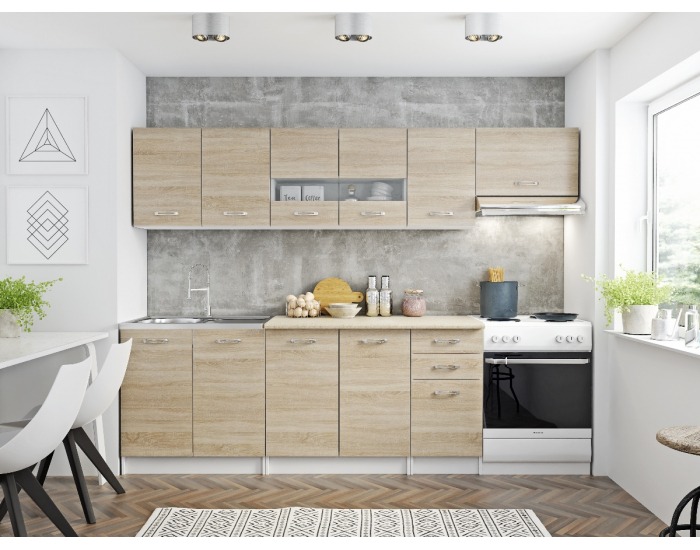 Kuchyňa Pescara 260 - biela / dub sonoma