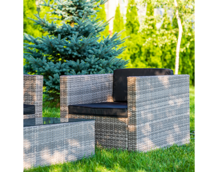Záhradný nábytok z umelého ratanu Quattro - sivá / čierna