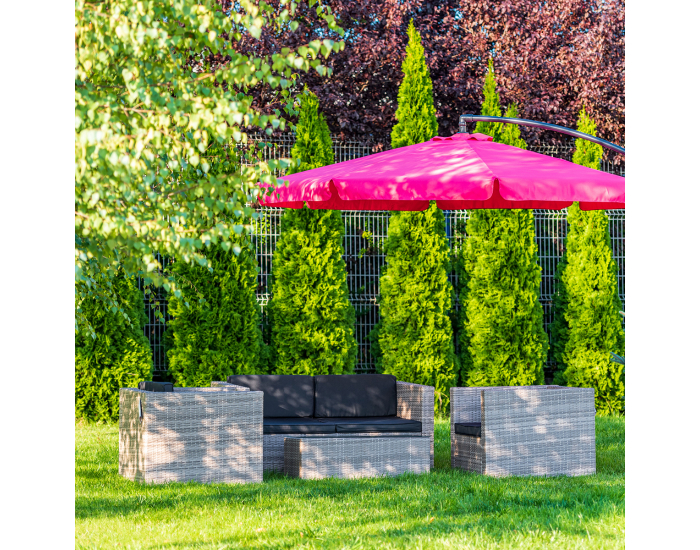 Záhradný nábytok z umelého ratanu Quattro - sivá / čierna