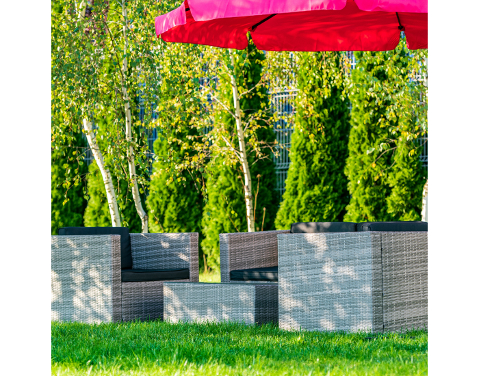 Záhradný nábytok z umelého ratanu Quattro - sivá / čierna