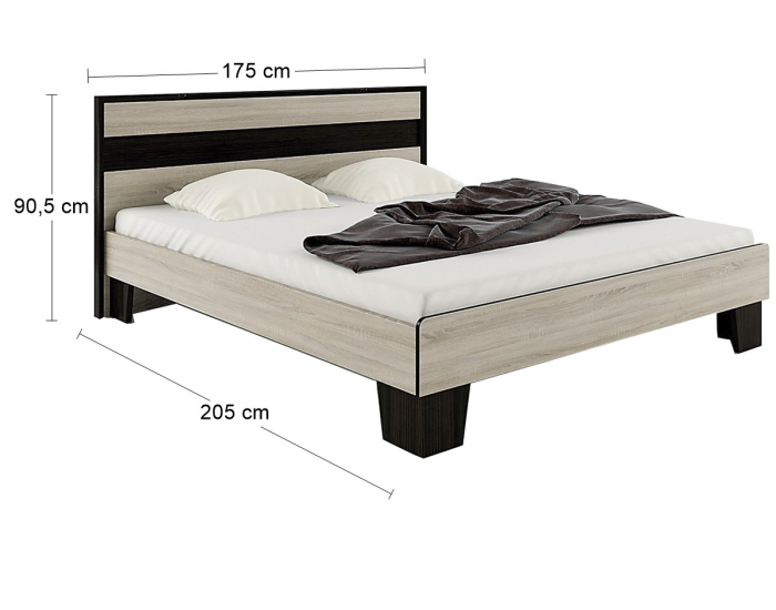 Manželská posteľ s roštom Seina 1600 - dub sonoma / wenge magic