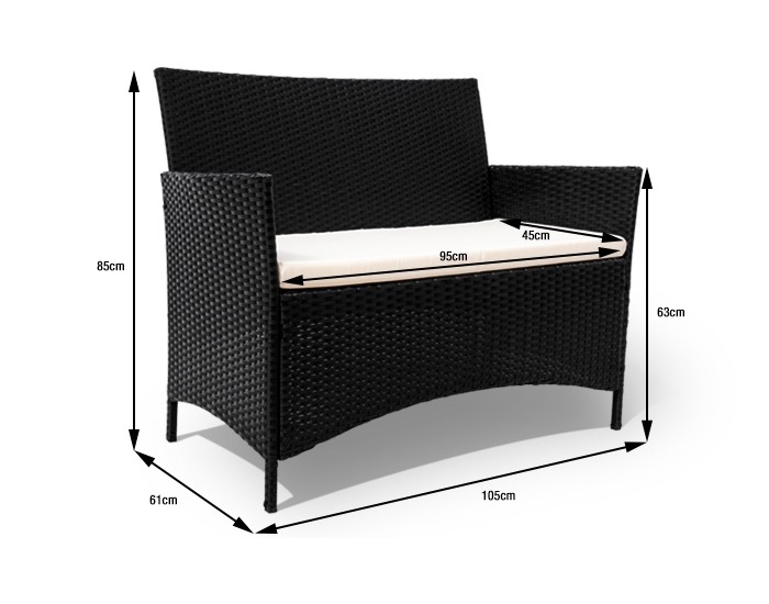 Ratanový set Siesta - čierna / béžová