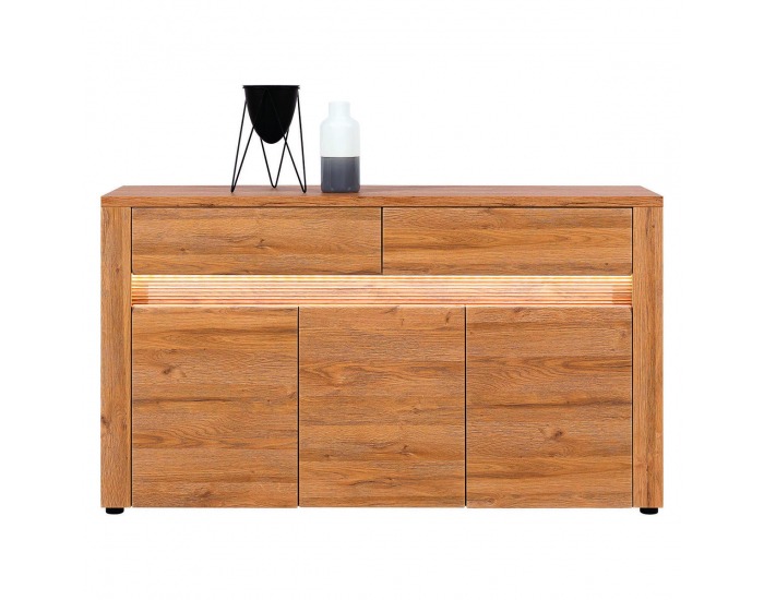 Trojdverová komoda s osvetlením Stall CH-3D/2DR - dub grand