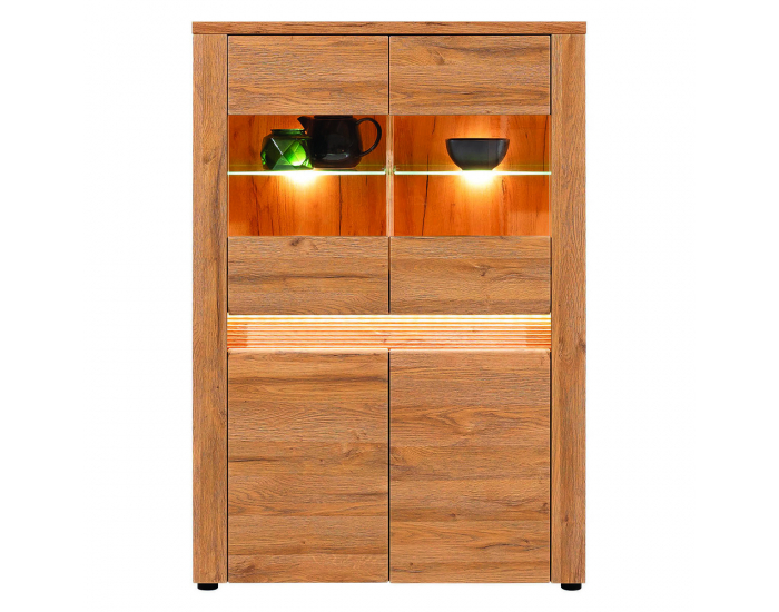 Štvordverová komoda s osvetlením Stall CHWG-4D - dub grand