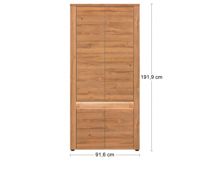 Štvordverová šatníková skriňa s osvetlením Stall W-4D - dub grand