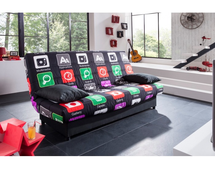 Rozkladacia pohovka s úložným priestorom Super Midi - erica icon / erica čierna