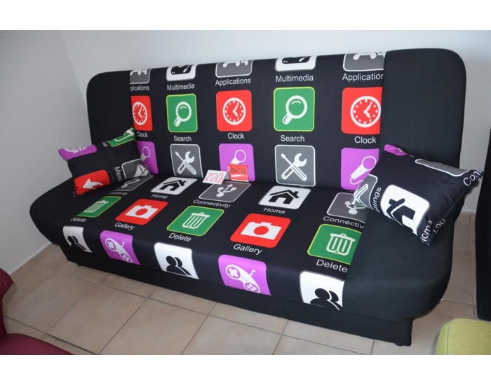 Rozkladacia pohovka s úložným priestorom Tacos SR - erica icon / erica čierna