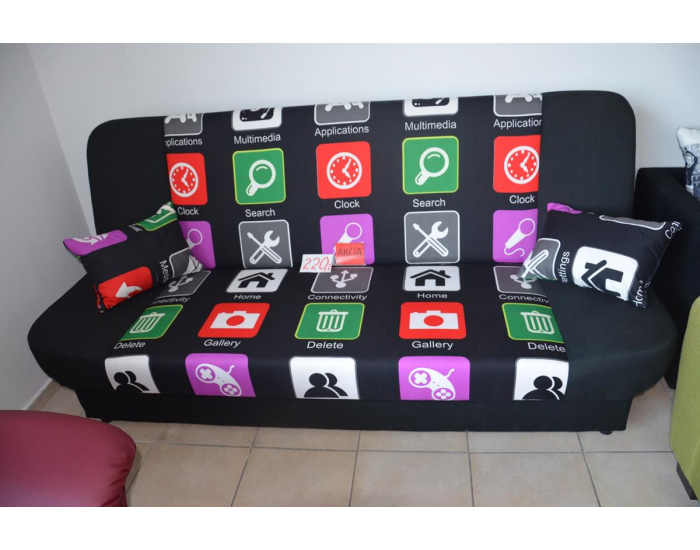 Rozkladacia pohovka s úložným priestorom Tacos SR - erica icon / erica čierna