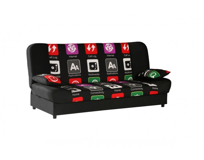 Rozkladacia pohovka s úložným priestorom Tacos - erica icon / erica čierna