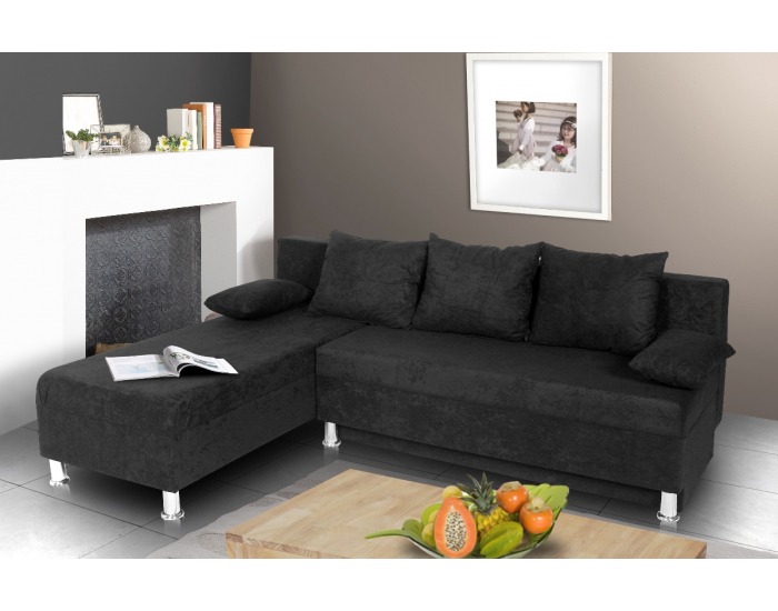 Rohová sedačka s rozkladom a úložným priestorom Tania - MF 45597 čierna