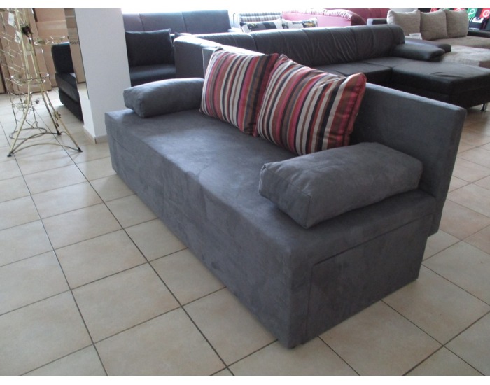 Rozkladacia pohovka s úložným priestorom Tony SR - sivomodrá alcantra / pásiky