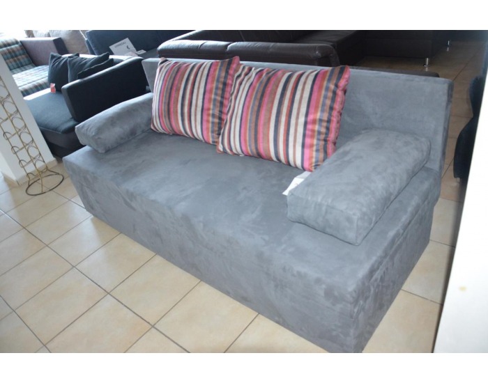 Rozkladacia pohovka s úložným priestorom Tony SR - sivomodrá alcantra / pásiky