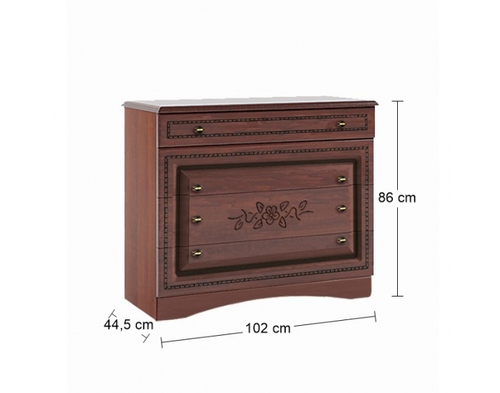 Rustikálna zásuvková komoda Valenta CH-4DR - orech / orech antický
