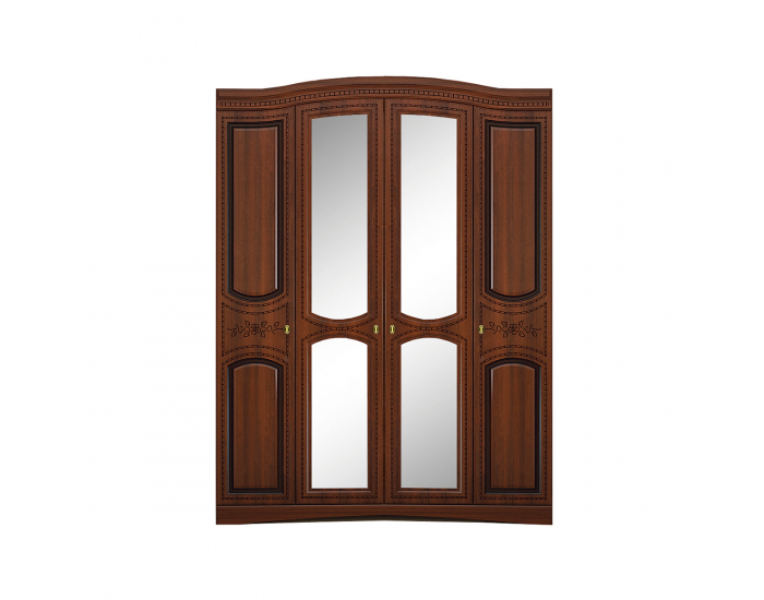 Rustikálna šatníková skriňa so zrkadlom Valenta W-4D - orech / orech antický