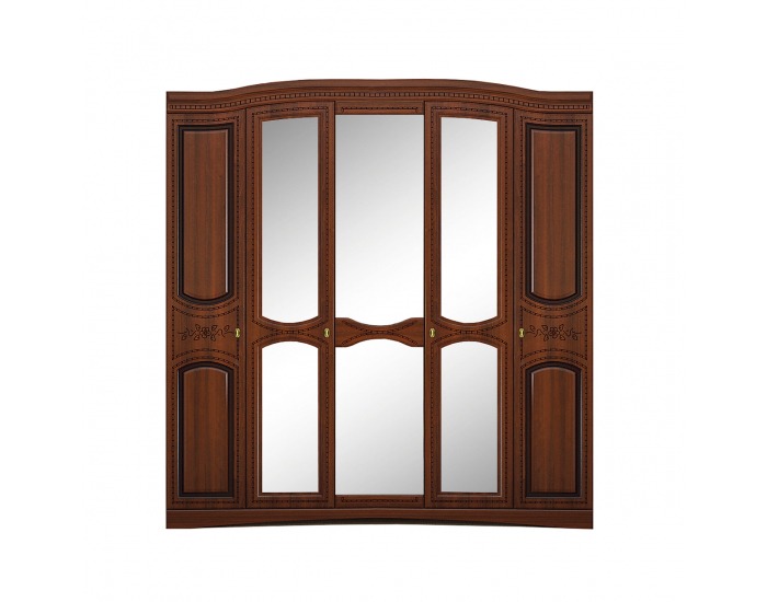 Rustikálna šatníková skriňa so zrkadlom Valenta W-5D - orech / orech antický