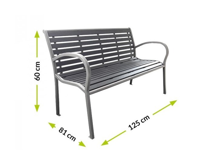 Záhradná lavička Zoya - svetlosivá / tmavosivá
