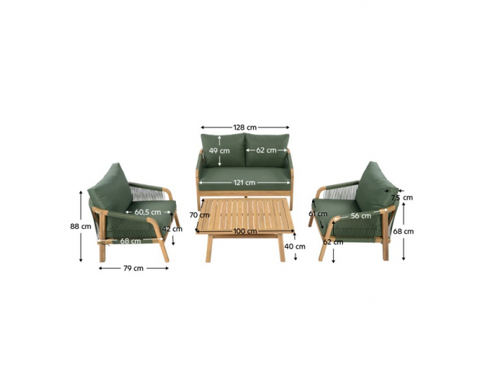 Záhradný set Nadim - zelená / prírodná