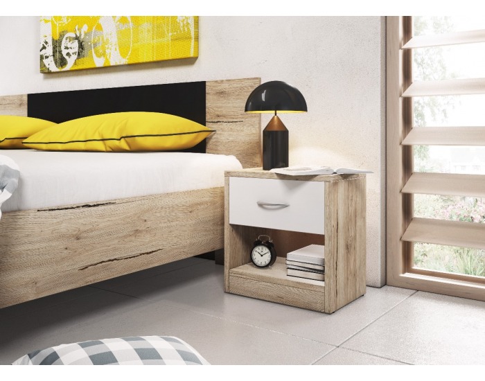 Nočný stolík Naka 1S - dub san remo / biela