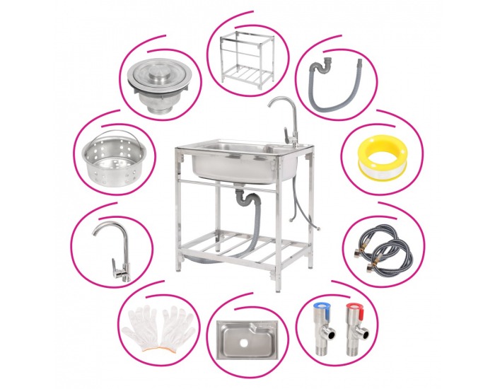 Nerezový kuchynský drez so sifónom Namik 68x44 - strieborná