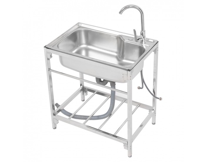 Nerezový kuchynský drez so sifónom Namik 68x44 - strieborná