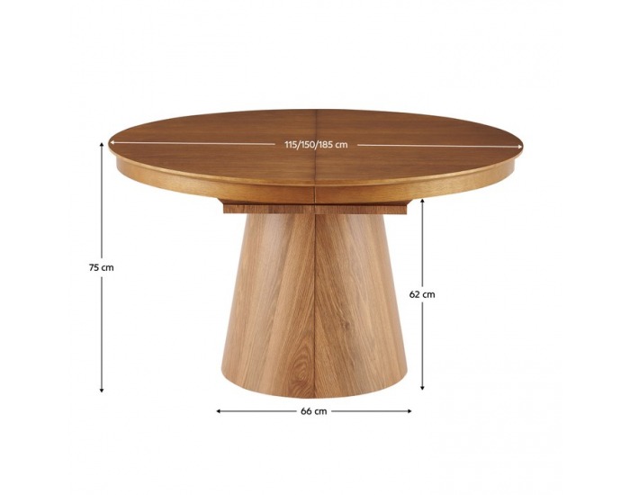 Rozkladací jedálenský stôl Nanet 115/150/185 - dub