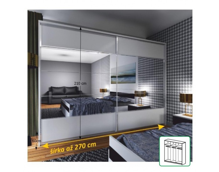 Dvojdverová šatníková skriňa so zrkadlom Narina New - biela