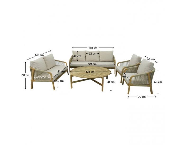 Záhradný set Narsi - béžová / prírodná