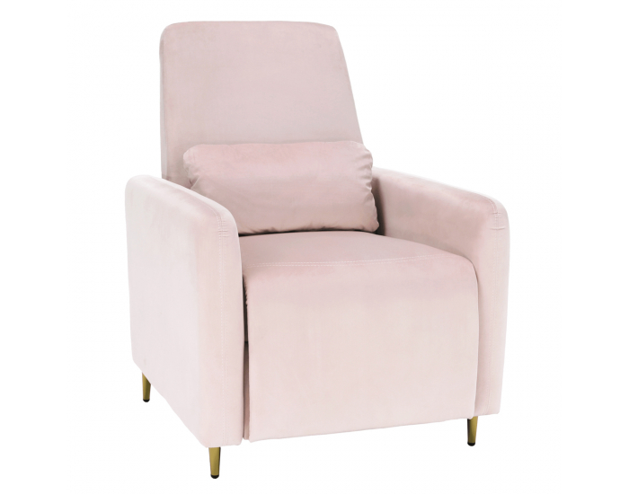 Relaxačné kreslo Nauro - púdrová ružová (Velvet) / zlatá