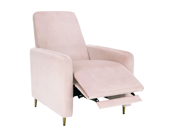 Relaxačné kreslo Nauro - púdrová ružová (Velvet) / zlatá