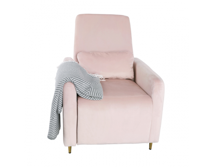 Relaxačné kreslo Nauro - púdrová ružová (Velvet) / zlatá