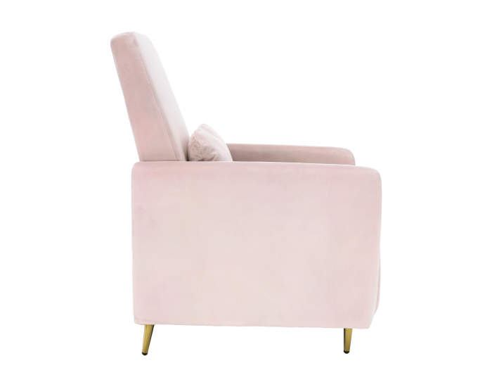 Relaxačné kreslo Nauro - púdrová ružová (Velvet) / zlatá