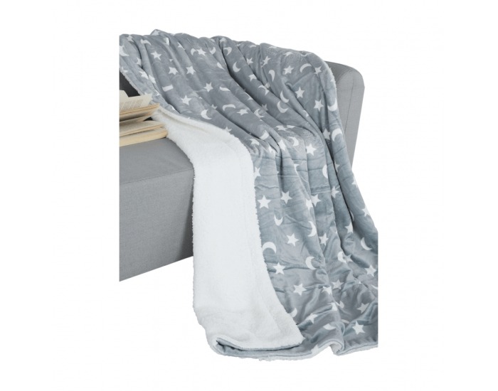 Obojstranná baránková deka Navo 150x200 cm - sivá / biela / vzor