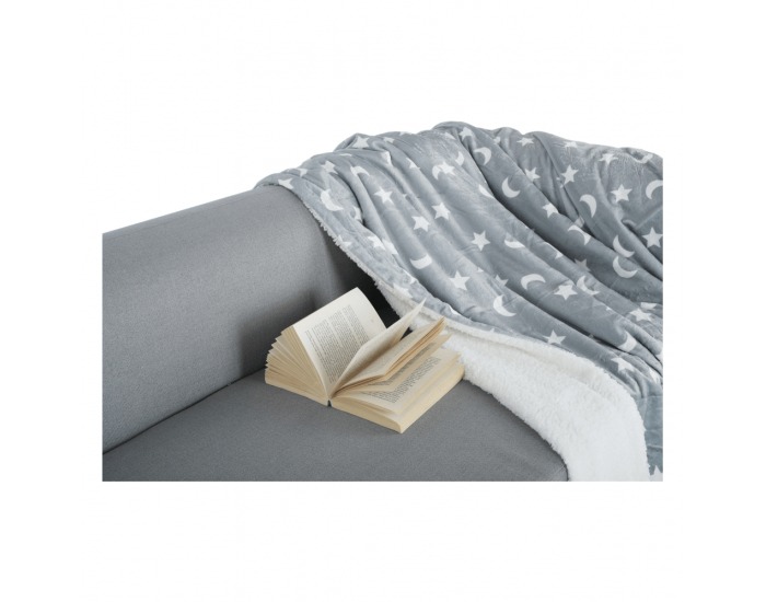 Obojstranná baránková deka Navo 150x200 cm - sivá / biela / vzor