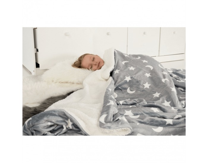 Obojstranná baránková deka Navo 150x200 cm - sivá / biela / vzor