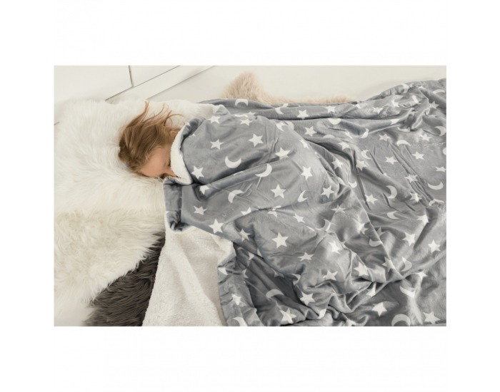 Obojstranná baránková deka Navo 150x200 cm - sivá / biela / vzor
