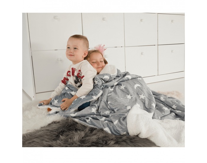 Obojstranná baránková deka Navo 150x200 cm - sivá / biela / vzor