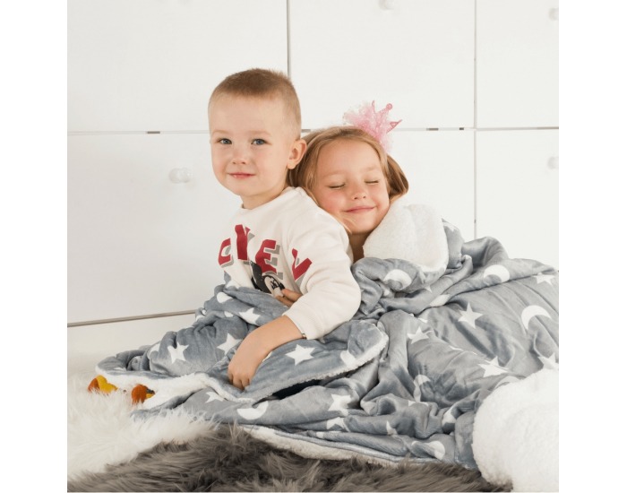 Obojstranná baránková deka Navo 150x200 cm - sivá / biela / vzor