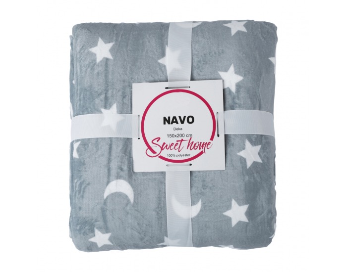 Obojstranná baránková deka Navo 150x200 cm - sivá / biela / vzor