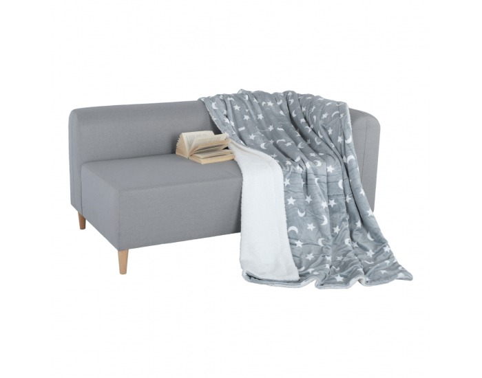 Obojstranná baránková deka Navo 150x200 cm - sivá / biela / vzor