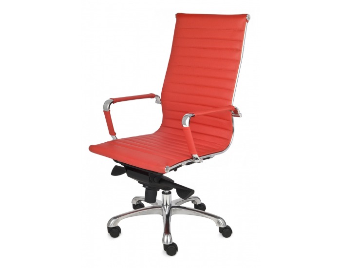Kancelárska stolička s podrúčkami Naxo - červená / chróm