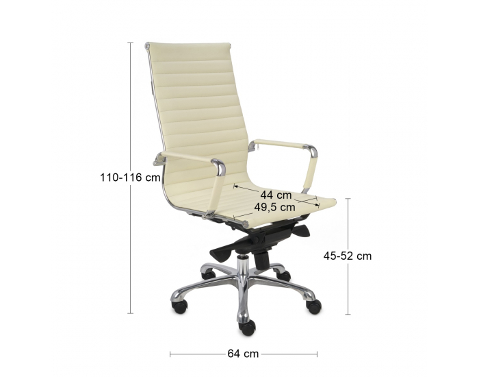 Kancelárska stolička s podrúčkami Naxo - krémová / chróm