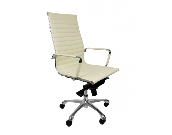 Kancelárska stolička s podrúčkami Naxo - krémová / chróm