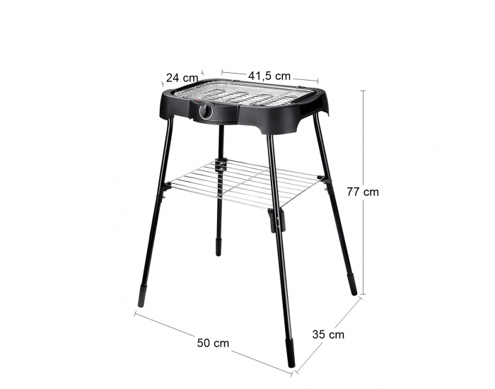 Záhradný elektrický gril NB-E001 2000 W - čierna / strieborná